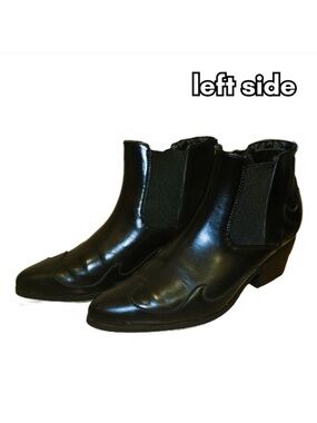 TUK vegan leather chelsea ankle boots size 9W with flame detail